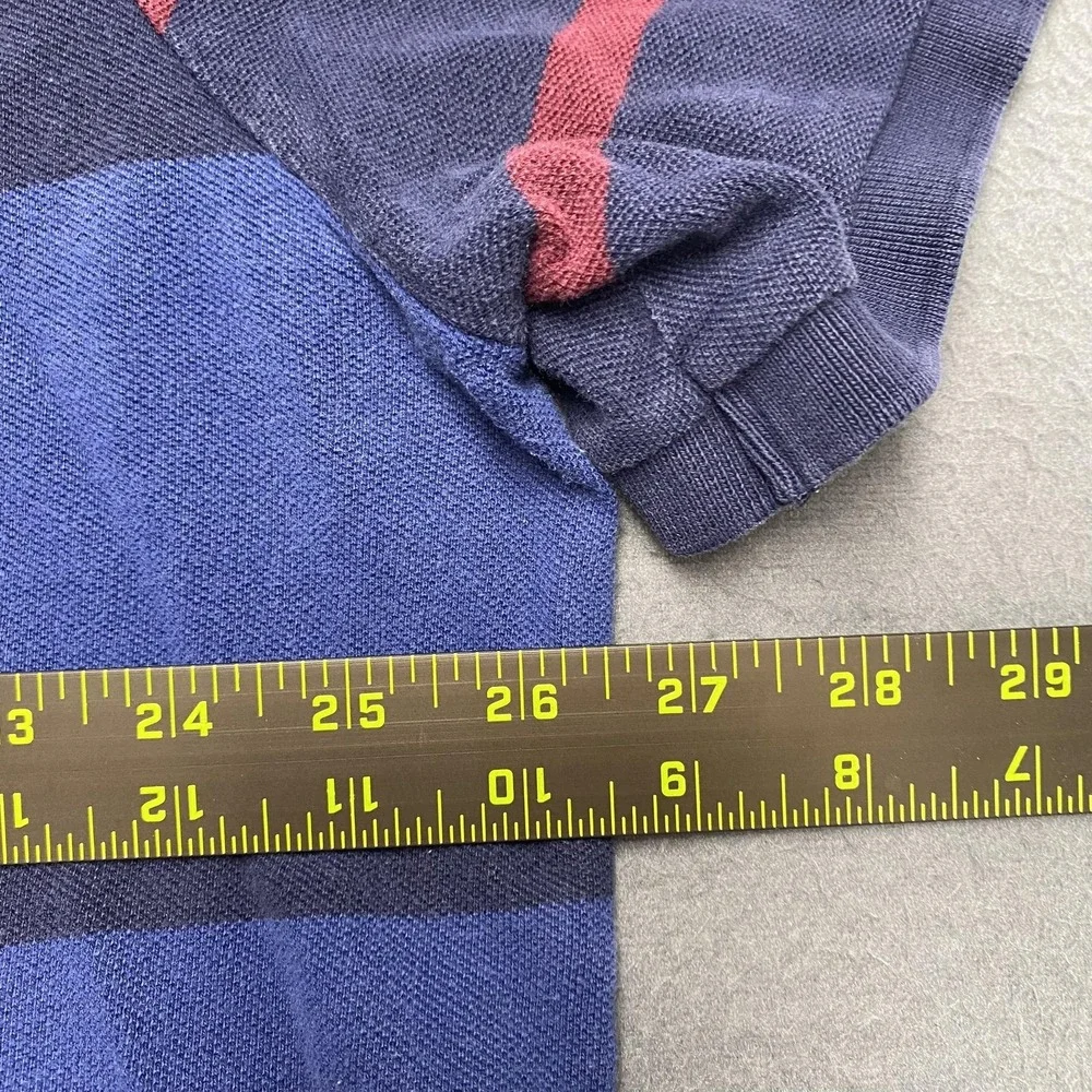 Polo Ralph Lauren Polo Shirt Mens 2XL Blue Stripe Classic Fit POLO Logo Front